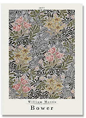 Bilder,Poster,Kunstdrucke,William Morris Leinwanddruck Farbe Blume Rose Leaf Museum Poster, Untergrund Jugendstil Gemälde Wanddekoration, Poster Art Deco, Für Schlafzimmer Wände Erwachsene-50X70Cm