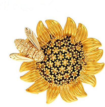 Nouveauté Tournesol avec Abeille Broches pour Femmes Et Hommes Daisy Fleur Collier Insecte Pin Vêtements Bijoux Accessoires
