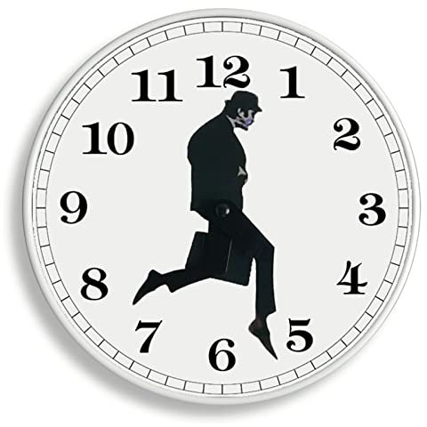 TANKRIN Ministry of Silly Walks Clock, Une Horloge Murale intéressante pour décoration de Salon, Chambre à Coucher, Cuisine, Cadeau Fantaisie pour décoration d'intérieur (Blanc-2)
