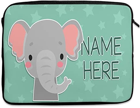 Personalised Elephant Tablet Sleeve Laptop Case Boys iPad Zip Pouch Protective Carry Travel Bag KKM04 (7 - 10)