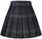 SANGTREE Schuluniform für Mädchen und Damen, kariert, plissiert, lässig, Übergröße, A-Linie, Rock mit Taschen, Grau-schwarzes Karomuster., X-Groß