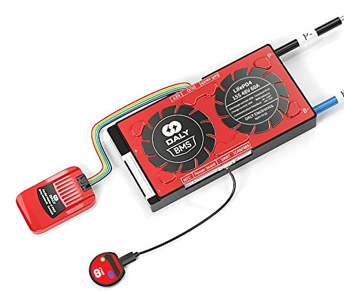 DALY Smart BMS 15S 48 V 60 A + module parallèle 1 A avec fonction de communication CAN Bluetooth Paramètre programmable pour batterie externe au lithium 3,2 V