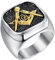 PAURO Herren Edelstahl Jahrgang Freimaurer Ring Punk Stil Gold Schwarz Größe 54 (17.2)
