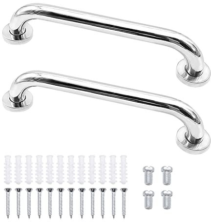 YHSKJCD Agarraderas Baño para Mayores, 2 Piezas 30cm Agarrador Ducha Personas Acero Inoxidable, Asidero Ducha, Asa Seguridad, Barras Minusvalido, Agarradero para Niños, Discapacitado, el Embarazo