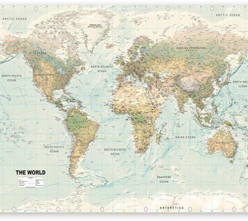 murando PREMIUM Fotomurales 350x256 cm Papel pintado tejido no tejido Decoración de Pared decorativos Murales moderna de Diseno Fotográfico Mapamundi Mapa del mundo k-a-0091-a-d