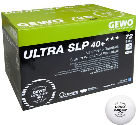 GEWO Tischtennisbälle 3 Sterne Ultra SLP- ohne Naht ITTF Wettkampf TT Bälle | Profi Tischtennis Bälle, aus Plastik, 3/6/72 Stück, Ping Pong Bälle 40+mm, weiß