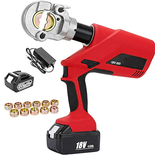 TAHALI Elektrische hydraulische Crimpzange, akkubetriebene Kabelcrimpzange mit wiederaufladbarem 2-Akku für Kupfer- und Aluminiumklemmen, Crimpen von 16-300mm²