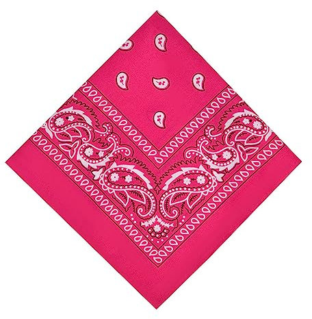 AOMIG Bandana Herren Damen, Premium Halstuch Kopftuch, Unisex Tuch Bindetuch, Paisley Muster Headwear Haar Schal Ansatz Handgelenk Kopf Biker, Rosarot (55 x 55 cm)