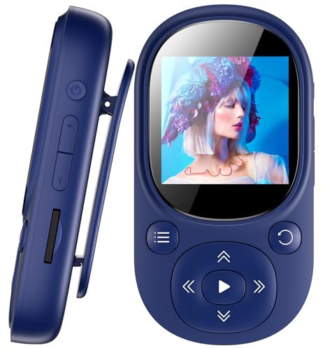 MECHEN 64GB Clip Lettore MP3 Bluetooth 5.3, Lettore Musicale Sportivo Portatile con Registrazione Radio FM Pedometro, Senza Altoparlante Incorporato (Blu)