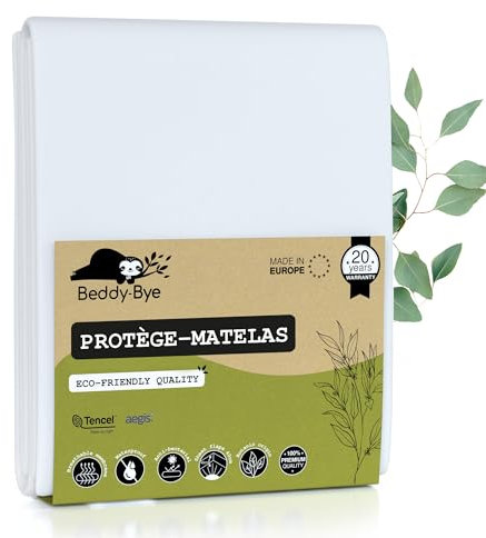 Protège Matelas 70x200-30 cm Qualité Supérieure Oeko-TEX® ~ Alèse Imperméable en Fibre Luxe Tencel™ Écologique ~ Forme Drap Housse