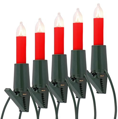 CLGarden Premium NARVA Lichterkette mit 30 roten Kerzen kleine mini Schaftkerzen Innen Weihnachtsbaum Christbaum Beleuchtung