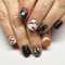 JUSTUNX 24pcs Nero Corto Chiodi Falsi Zucca Chiodi Halloween Stampa su Unghie per Donne e Ragazze (D)
