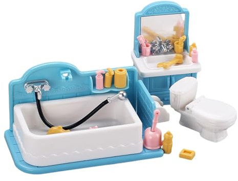 12-teilig Puppenhaus Badezimmer Set, Teile Der BJD Puppe, Inklusive Mini WC, Waschbecken, Badewanne und mehr für Kinder ab 3 Jahren