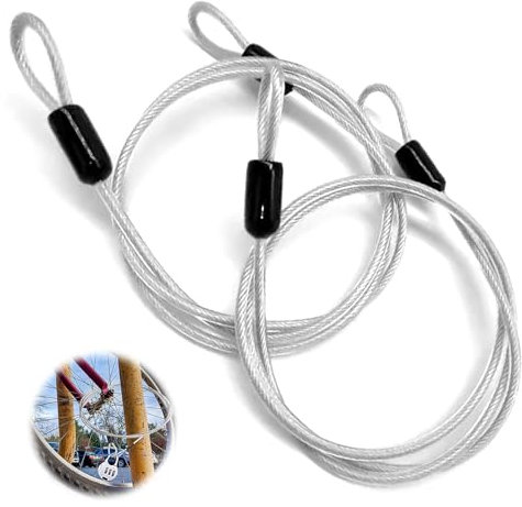 Neyared 2PCS Wire Lightweight Bike Lock Cable, Double Loop Steel Security Lock Chain for Padlocks Scooter Bicycle Suitcase(79inch)