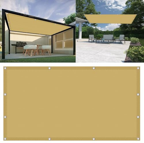 Tenda a Vela Rettangolare 4 x 8 m Protezione Solare Raggi UV Tenda Parasole Rettangolare con Fune Tenda a Vela per Patio, Pergola, Cortile, Giallo sabbia