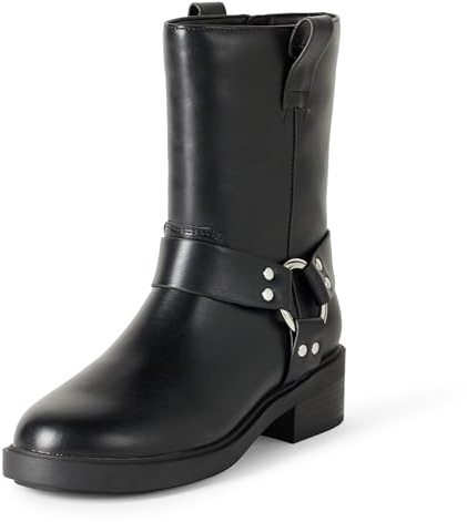 The Drop Lilith Short Moto Boot With Buckles Damen Biker Boots | Freizeitstiefel