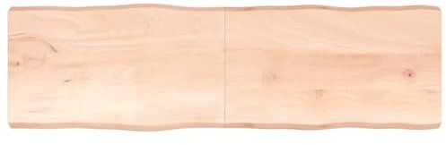 CIADAZ Tischplatte 200x60x6 cm Massivholz Eiche Unbehandelt Baumkante, Arbeitsplatte, Holzplatte, Schreibtischplatte, Waschtischplatte, Küchenarbeitsplatte