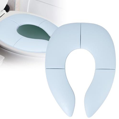 Folding Travel Potty Seat for Boys and Girls Portable Toilet Seat for Toddlers with Travel Bag 4 Non-Slip Silicone Pads Fits Round & Oval Toilets Blue