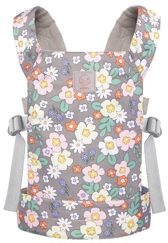 GAGAKU Puppentrage ab 3 Jahre Kinder Puppentrage Babytrage für Puppen Bauchtrage Puppenzubehör Puppen Tragesitz mit Verstellbaren Träger - Grau (Trauben Hyazinthe Blume)