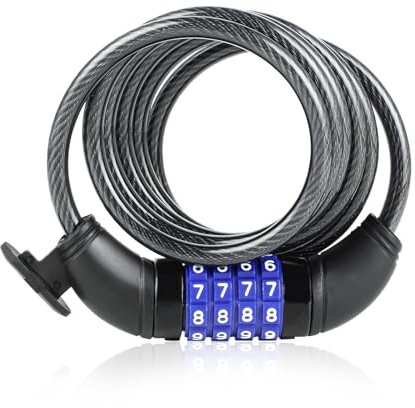 Candado de bicicleta de 4 dígitos, candado de código de bicicleta de 8 x 1500 mm, hecho de hierro resistente y duradero, candado de cadena de bicicleta antirrobo con código
