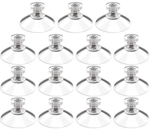 GENSMILE Gancio a vite a ventosa per vetro, 15 ventose da 43 mm, con dado zigrinato M4, supporto rotondo con filettatura a bottone, versatile ventosa trasparente per finestre, auto, decorazione della