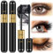Mascara Waterproof Noir - Mascara Fibre de Soie Effet Faux Cils Extra Longs, épais et épaississant Maquillage Anti-Taches et Non Agglomérant, 9 ml*2