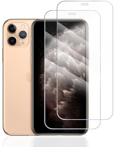 Hhfcryst Vetro Temperato per iPhone 11 Pro/iPhone Xs/X, 2 Pezzi Pellicola Protettiva, HD Trasparente, Senza Bolle, Durezza 9H, Anti Graffio