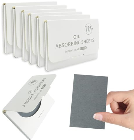 Natural Face Oil Blotting Paper -Bamboo Charcoal 600 Counts, Easy Dispensing Oil Absorbing Sheets, Premium Handy Facial Blotting Papers - Face Skin Care or Beauty Make Up Must Have
