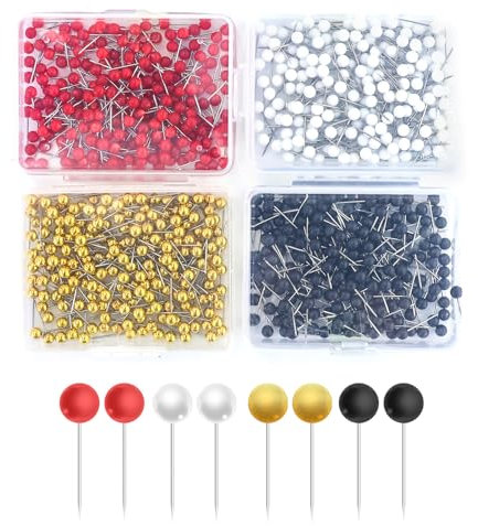 800 Stück Rundkopfnadeln Set, Stecknadeln mit Kopf, Bunt Map Pins, Karte Nagel Pinnadeln mit Aufbewahrungsbox, Landkarte Pinnadeln, Rundkopf Stecknadeln, für Map Pin-Nadeln, Cork Board, DIY