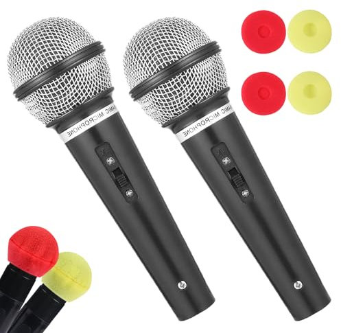 4Pcs Fake Microphone Prop Set, Microphone Toy, Kids Play Plastic Microphone, Fake Microphone for Birthday Party, Kids Halloween Costumes, Supplies Favors Performance Singing Role Playing