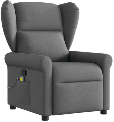 vidaXL Massagesessel Dunkelgrau Stoff, Massage TV-Sessel, Sessel mit Massagefunktion, Fernsehsessel, Massage Fernsehsessel, TV-Sessel, Sessel