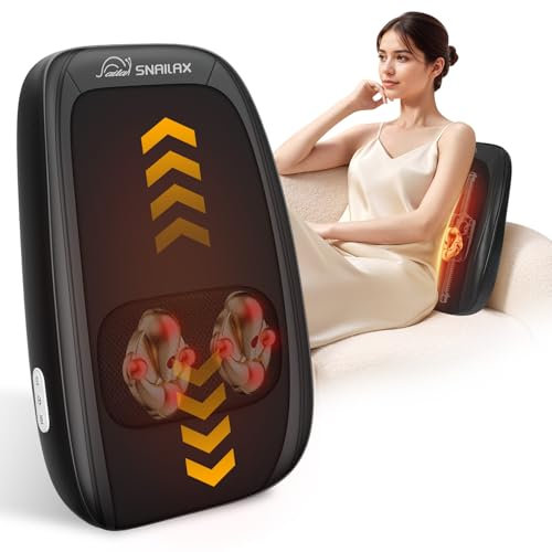 Snailax Shiatsu Rückenmassagegerät mit Wärme, Massagekissen für Tiefenknetmassage Entspannung, tragbares Massagegerät für Rücken und Nacken, Geschenke