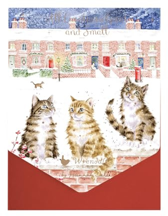 Wrendale Designs Weihnachtskarten-Set in der Lane Snow is Glistening Katze