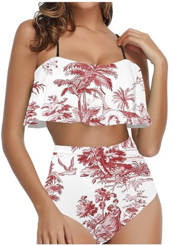 Sexy Tankinis, Black Halter Bikini top, Womens high Neck Swimsuits, Cap Sleeve Bikini top, Long Bikini top, high Waisted high Cut Bikini Bottoms, White Tummy Control