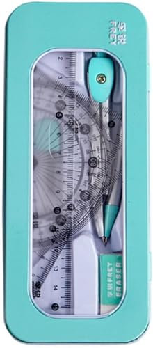 Fokroin 7-teiliges Mathematik-Set, Zirkel-Set, Geometrie-Set Geometrie-Zirkel-Set Komplettes Lernset inklusive Zirkel, Radiergummi, Winkelmesser, Geodreieck, Lineal und Aufbewahrungsbox