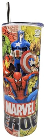 Marvel Heros Bouteille d'eau isotherme pour enfants 750 ml avec paille en métal AnjecaLife