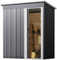 XEMQENER 5x2.5 FT Metal Garden Storage Shed, Outdoor Garden Shed with Sliding Door and Roof, Waterproof Galvanized Steel Tool Storage Shed for Gardening Tools, Garden Equipment, 153x77x182cm, Black