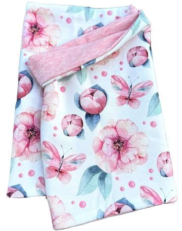 Wollhuhn Öko Jungen/Mädchen Leichter Lockerer Schlupfschal/Halstuch/Loop Baumwolle Zwei Lagen Jersey Übergangszeiten/Sommer 32132220 (Blumen/Schmetterlinge Altrosa)
