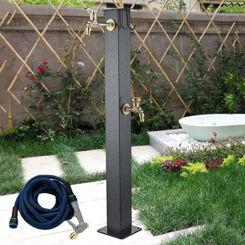 Colonne d'eau de jardin avec robinet en laiton, autoportant, colonne d'eau verticale résistante au gel avec support de tuyau