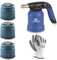 Kemper - Lámpara para soldar soplete de fuego + 3 bombonas de gas butano seguro + guantes de regalo