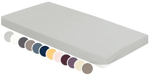 liebling Jersey Elasthan Spannbetttuch 180 x 200-200 x 220 cm, Spannbettlaken aus 95% Baumwolle, 5% Elasthan für Matratzen bis 30 cm Höhe, Rundum Gummizug, Ökotex, waschbar 60 Grad, Silber