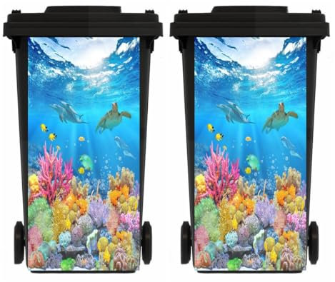 TGBYHU 2 Sheets Animals Wheelie Bin Stickers, Multi-Size Dustbin Stickers, Self Adhesive Bin Decal for Wheelie Bin, Garden, Indoor and Outdoor