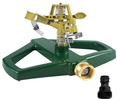 Arroseur de pelouse avec base en métal, rotatif à 360°, arrosage de jardin, arroseur à impulsion, grandes surfaces, arroseur à pulsation, système d'arrosage de jardin, pour arrosage de pelouse