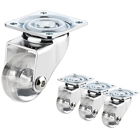 Möbel-Lenkrolle, kleine Lenkrollen 35 mm, Transportrolle, transparente PU-Räder, 4 Stück Lenkrollen, Einzellast 25 kg, for Industrietransport, Möbel, Trolleys, Werkbänke(4 Swivel)