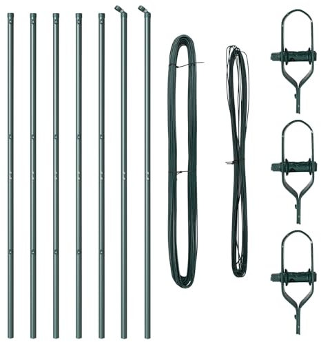 vidaXL 7 Teile Zaunpfosten Grün Ø32 mm 210 cm Galvanisierter Stahl Langlebig und Wetterfest Zaun Zubehör Pfosten Garten Außen Modern Hoch Zylindrisch