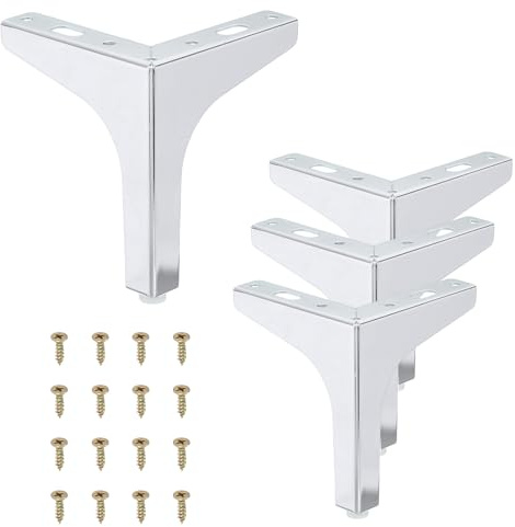 PATIKIL 13 cm / 5 Zoll Metall Möbelbeine 4 STK Moderne Dreieckige Möbelfüße Couch Beine DIY Ersatz Für Tisch Stuhl Schrank Sideboard Sofa Silber