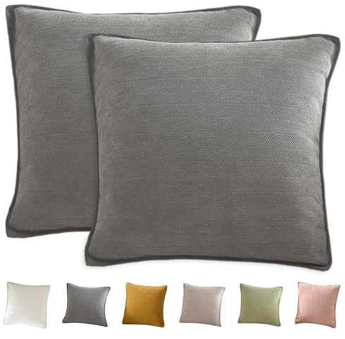 Colexy Dekorativer Kissenbezug aus Weichem Strukturiertem Chenille, Dekokissenbezug Sofakissen Couchkissen, Bauernhaus-Kissenbezug für Couch Sofa Schlafzimmer Wohnzimmer, 45 x 45 cm (Elefantengrau)