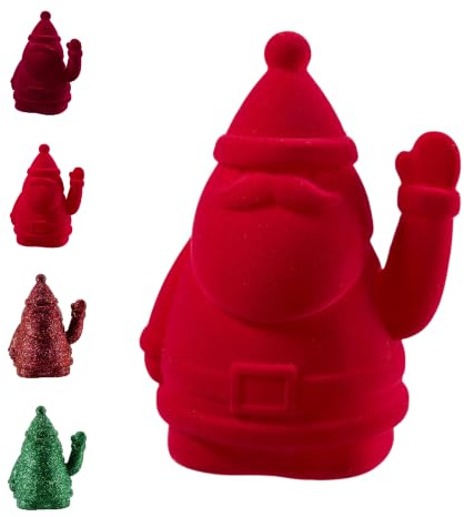 Klocke Dekorationsbedarf Deko Winke Niko - Weihnachtsniko - Nikolaus - Beflockt - Winkearm - Festliche Winterdekoration (Rot)