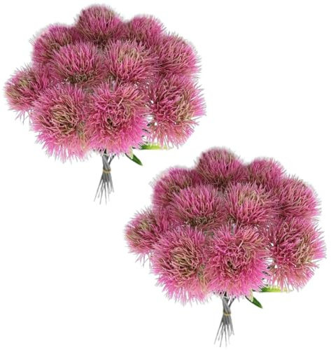 Magicherry Künstliche Löwenzahn, Kunststoff, Sträucher, Sträucher, künstliche Gras, Löwenzahn-Kugel, Kunstblumen-Arrangement für Hochzeit, Blumenstrauß, Party, Zuhause, Desktop-Dekoration, Rosa, 20