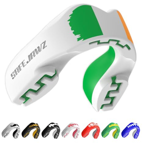 SAFEJAWZ Sport Zahnschutz Erwachsene/Kinder Sport Mundschutz | Für alle Vollkontakt-Sportarten einschließlich Rugby, MMA, Kampfsport, Hockey & Boxe (Ireland Flag, Erwachsene (12+ Jahre))